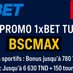 Code promo 1xBet Tunisie BSCMAX : 780 TND en paris sportifs ou 6 630 TND + 150 TG casino en Septembre 2025