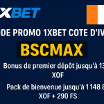 Code promo 1xbet Cote d’Ivoire BSCMAX : 1 278 850 XOF de bonus en Septembre 2025